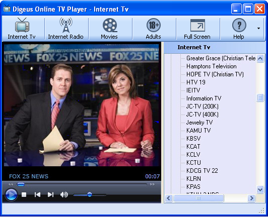 Digeus Online TV Player on your PC.